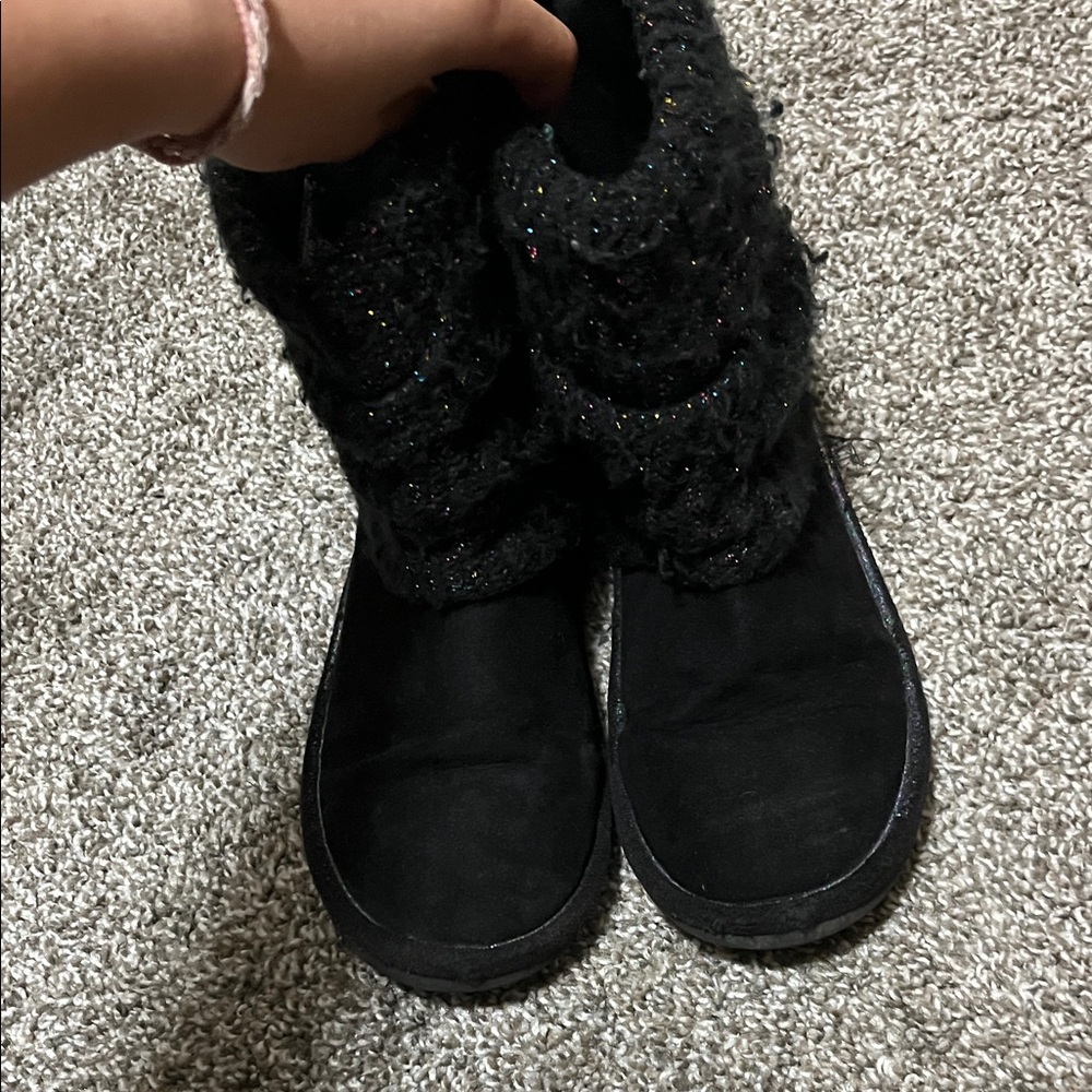 SO Black Kids Boots with Glitter Accents